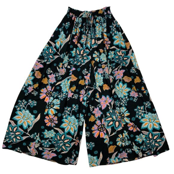 Free People Take It Easy Lounge Pant XS Twilight Combo Floral Wide Leg - Picture 13 of 13